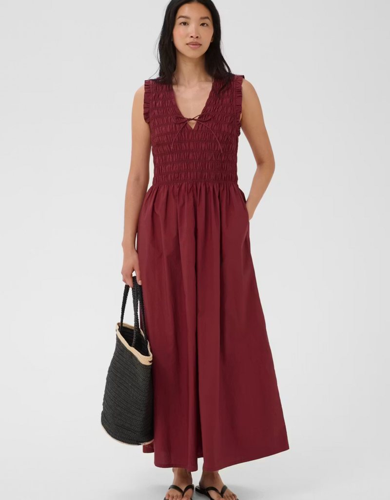 Part Two Borgnette 100% Cotton Dress in Burnt Russet