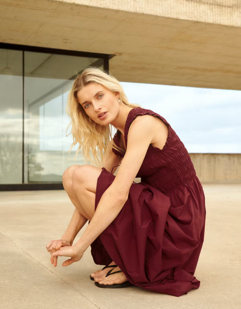 Part Two Borgnette 100% Cotton Dress in Burnt Russet