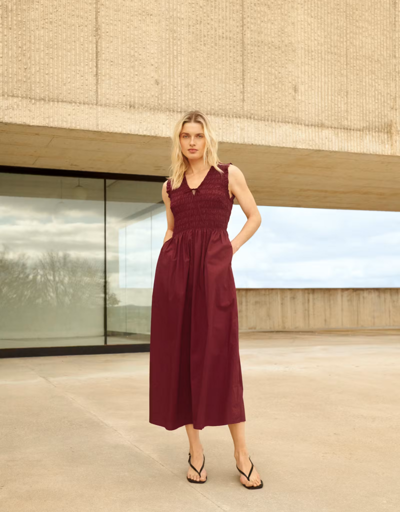 Part Two Borgnette 100% Cotton Dress in Burnt Russet