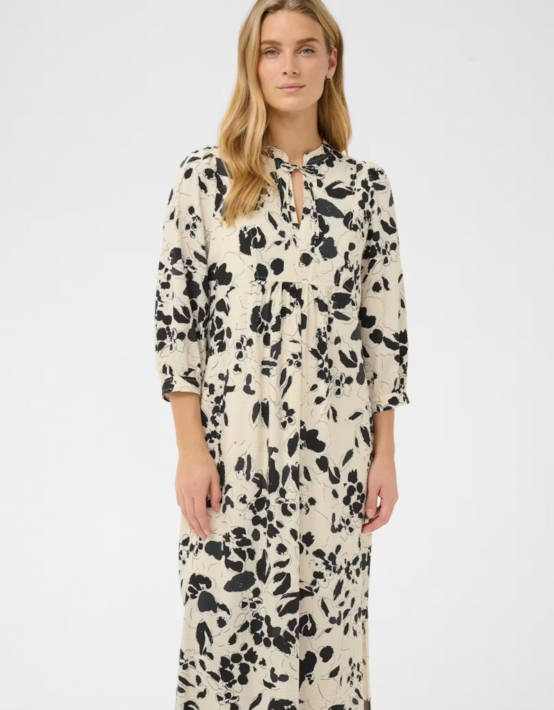 Part Two Alessa 3/4 Sleeve Printed Dress in After Midnight Artflower Print