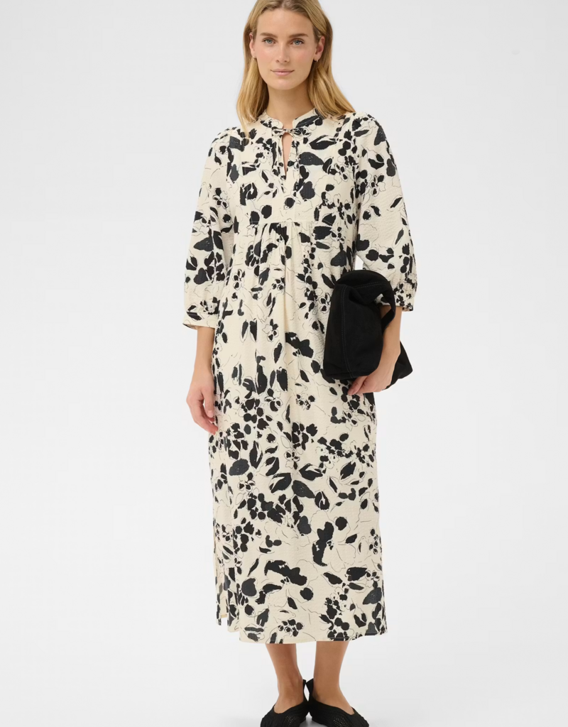 Part Two Alessa 3/4 Sleeve Printed Dress in After Midnight Artflower Print