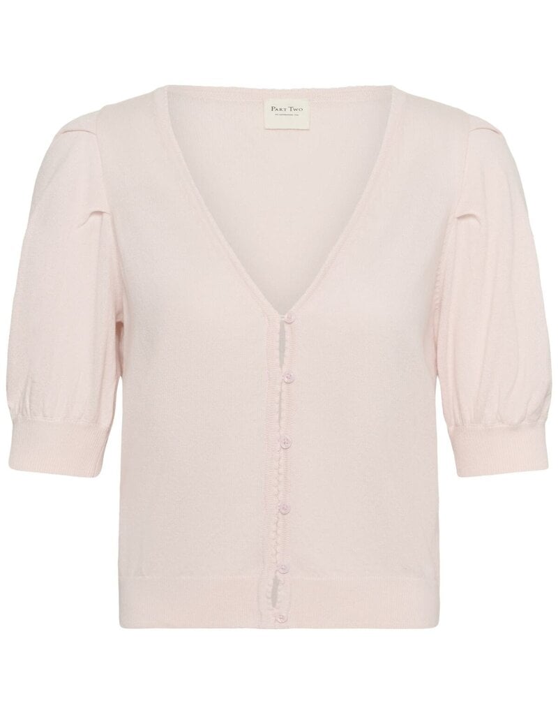Part Two Bindi Short Sleeve Cardigan in Mauve Chalk