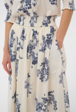 Part Two Amia 100% Cotton Skirt with Swiss Dot Detail in Blue Shadow Floral Print