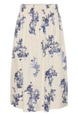 Part Two Amia 100% Cotton Skirt with Swiss Dot Detail in Blue Shadow Floral Print