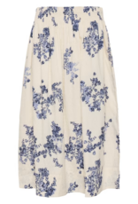 Part Two Amia 100% Cotton Skirt with Swiss Dot Detail in Blue Shadow Floral Print