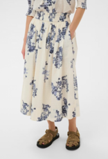 Part Two Amia 100% Cotton Skirt with Swiss Dot Detail in Blue Shadow Floral Print