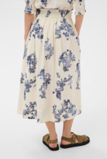 Part Two Amia 100% Cotton Skirt with Swiss Dot Detail in Blue Shadow Floral Print