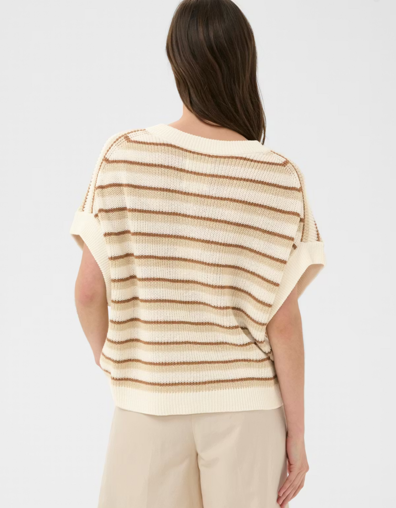 Part Two Belisia Linen/Cotton Blend Sleeveless Pullover in French Oak Stripe