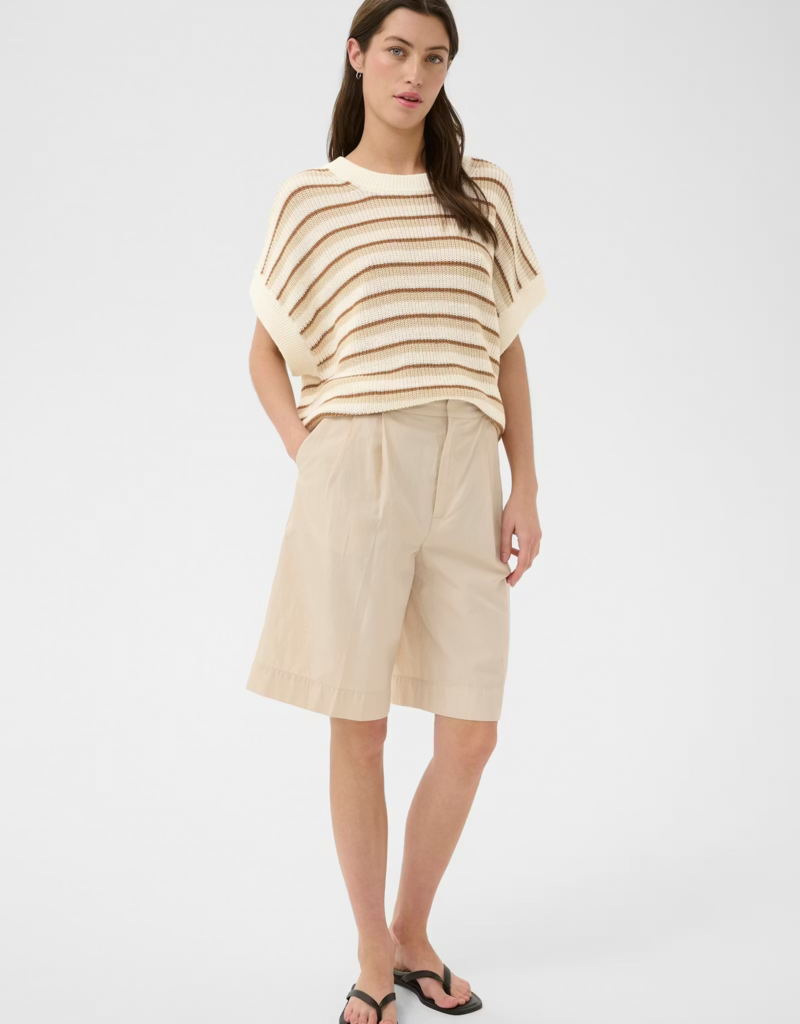 Part Two Belisia Linen/Cotton Blend Sleeveless Pullover in French Oak Stripe