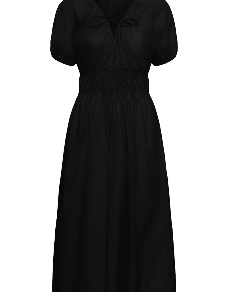 Part Two Bodilla 100% Organic Cotton Puff Sleeve Dress in Black