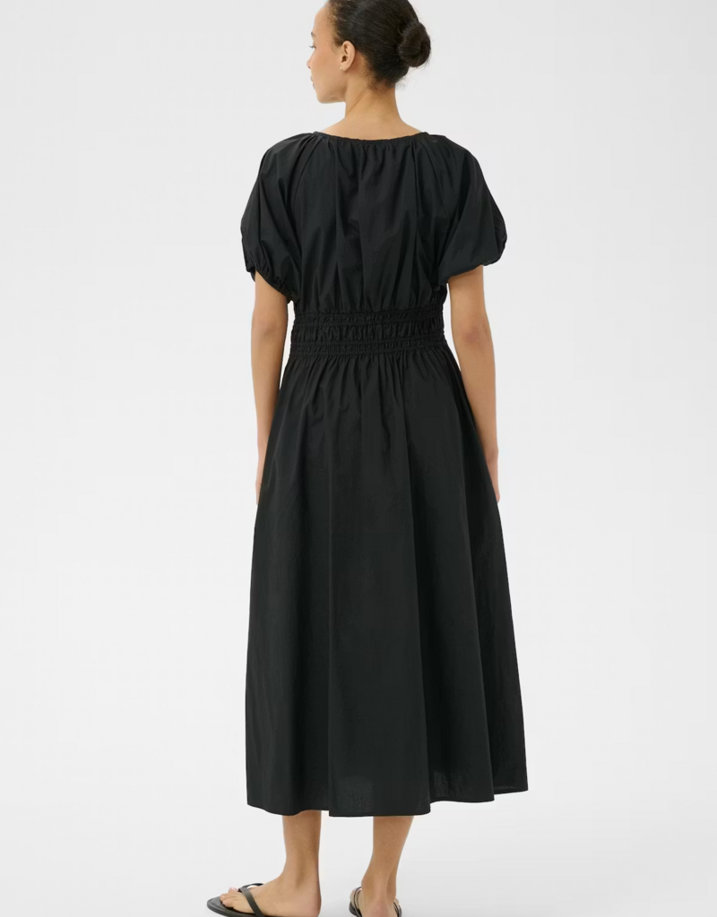 Part Two Bodilla 100% Organic Cotton Puff Sleeve Dress in Black
