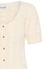 ICHI Daffie 100% Cotton Open Knit Cardigan in Birch