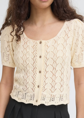 ICHI Daffie Cotton Open Knit Cardigan