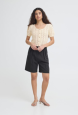 ICHI Daffie 100% Cotton Open Knit Cardigan in Birch