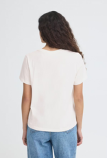 ICHI Novola 100% Cotton Embroidered T-Shirt in Cloud Dancer / Nautical Motif