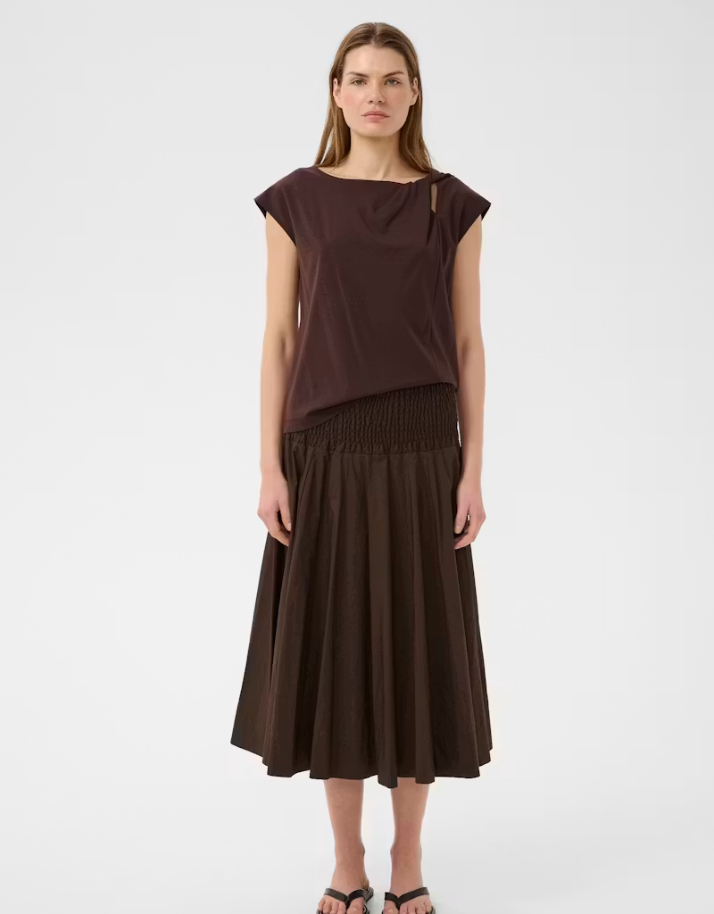 InWear Raven 100% Cotton Skirt in Coffee Bean Brown