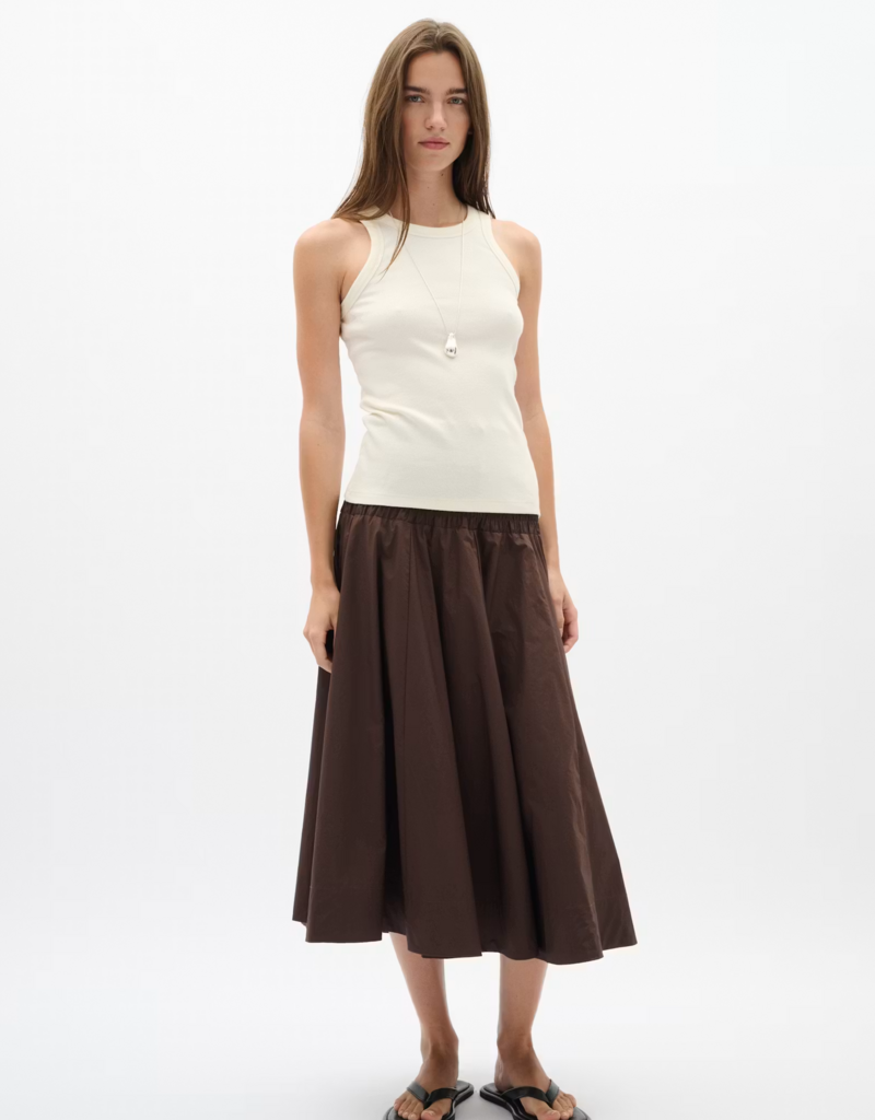 InWear Raven 100% Cotton Skirt in Coffee Bean Brown