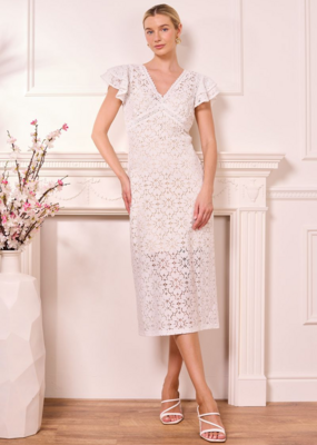 Angel Eye Nice Midi Lace Dress in White