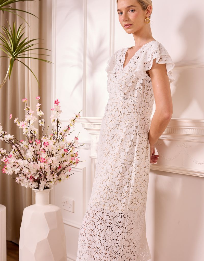 Angel Eye Nice Midi Lace Dress in White