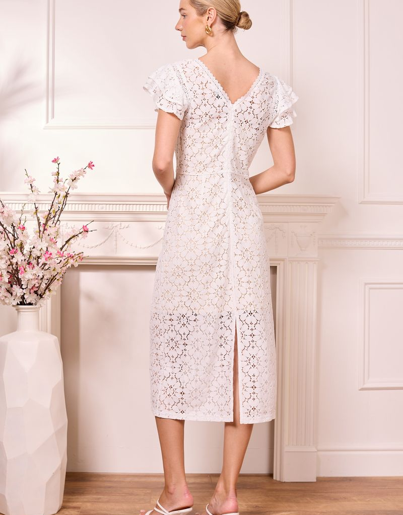 Angel Eye Nice Midi Lace Dress in White