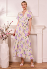 Angel Eye Beirut Floral Pleated Dress in Bright Yellow