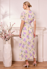 Angel Eye Beirut Floral Pleated Dress in Bright Yellow