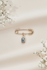 Olive & Piper Something Blue Emerald Cut Pin in Gold and Sapphire