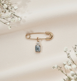 Olive & Piper Something Blue Emerald Cut Pin in Gold and Sapphire