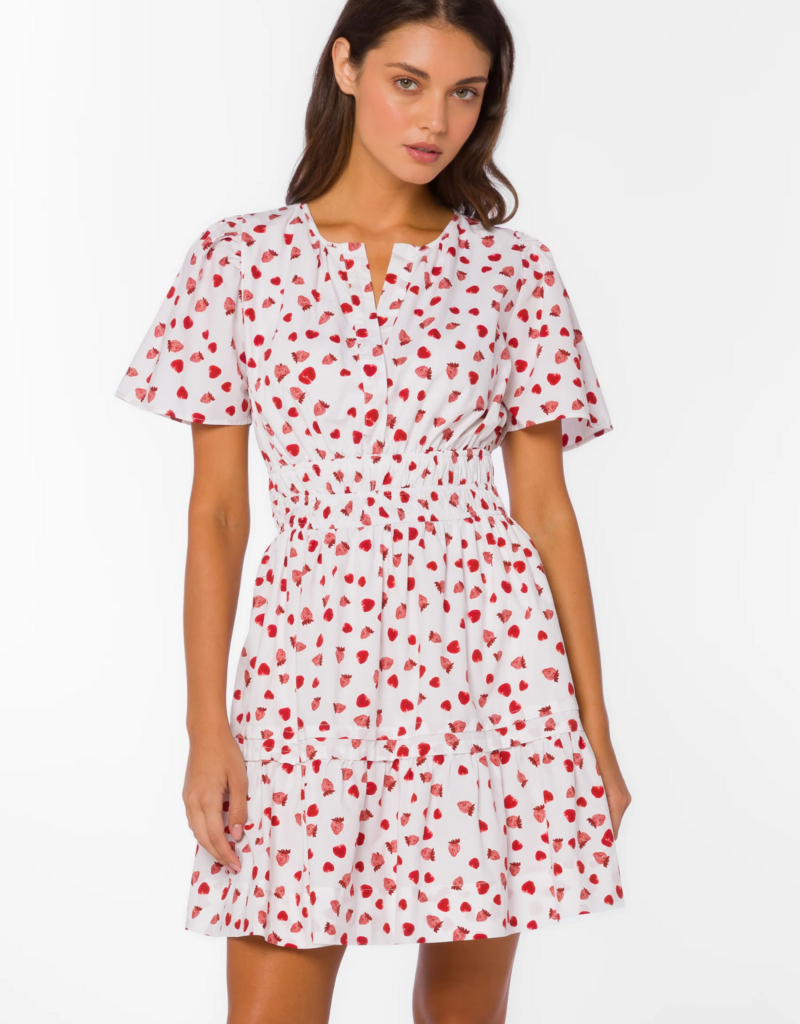 Velvet Heart Stila 100% Cotton Poplin Dress in Strawberry Print