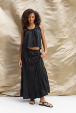 Velvet Heart Rosabel 100% Cotton Ruffle Detail Button Top in Black