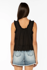 Velvet Heart Rosabel 100% Cotton Ruffle Detail Button Top in Black
