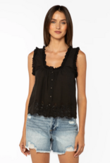 Velvet Heart Rosabel 100% Cotton Ruffle Detail Button Top in Black