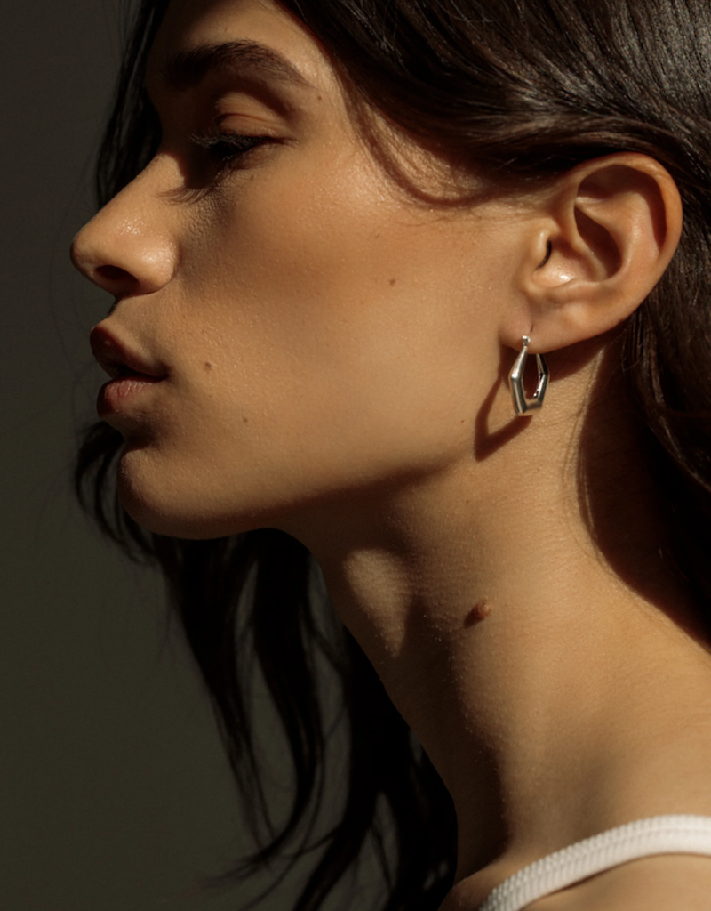 Lisbeth Ganna Sterling Silver Hexagon Hoop