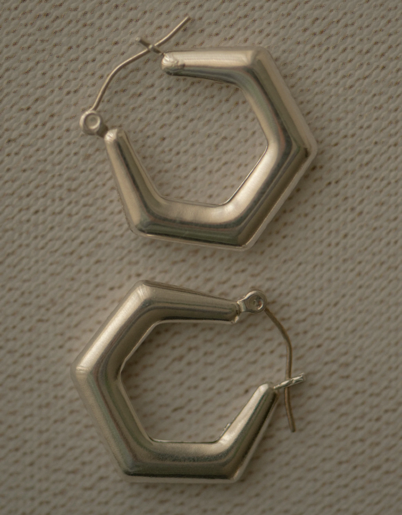Lisbeth Ganna Sterling Silver Hexagon Hoop
