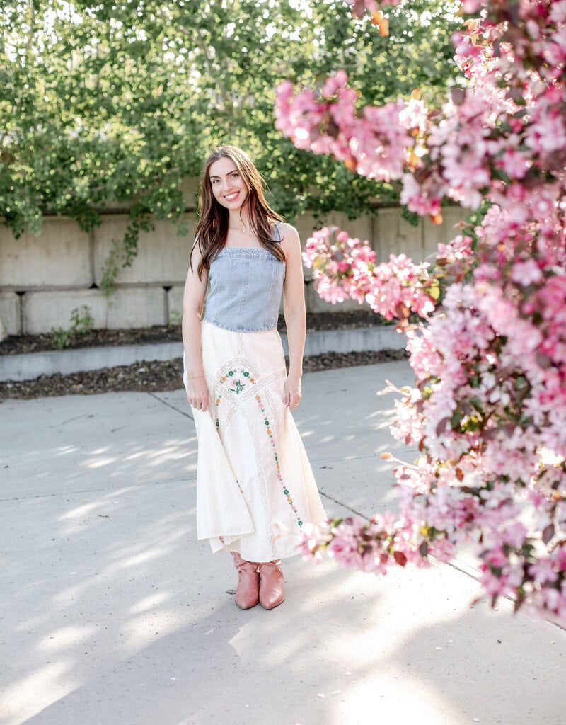 Louizon Wawa Embroidered Maxi Skirt in Ecru