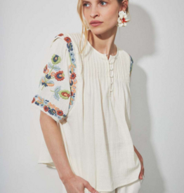 Louizon Badge Embroidered Short Sleeve Blouse