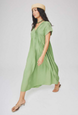 Louizon Persiste Maxi Dress with Pleated Bodice in Fig