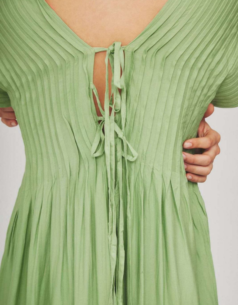 Louizon Persiste Maxi Dress with Pleated Bodice in Fig