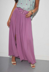 Louizon Kalin Maxi Skirt with Embroidered Belt Detail in Rose Lilac