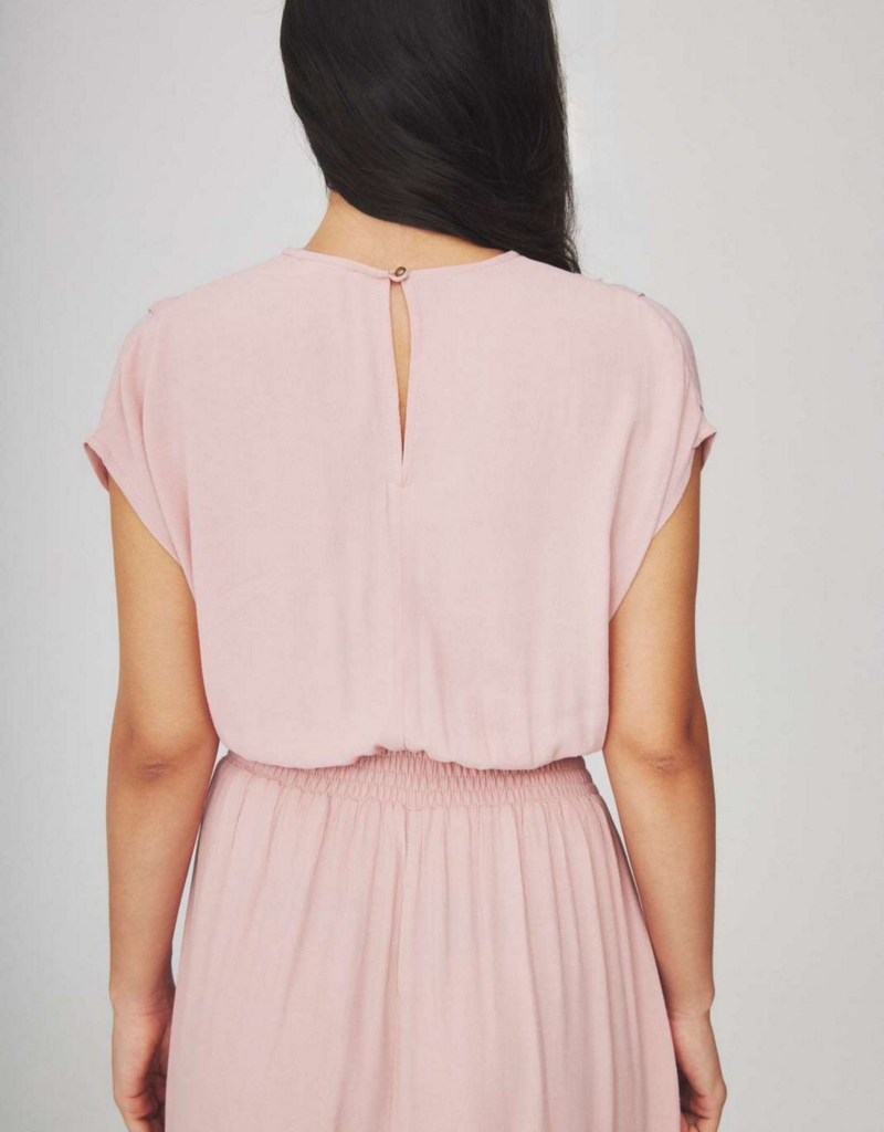 Louizon Canon Maxi Dress with Belt Detail in Blush Pink