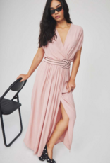 Louizon Canon Maxi Dress with Belt Detail in Blush Pink