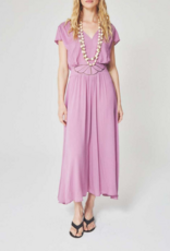 Louizon Kandy Cap Sleeve Maxi Dress with Embroidered Belt Detail