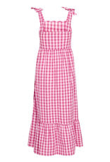 ICHI Felica 100% Cotton Tie Strap Dress in Very Berry Gingham