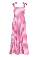 ICHI Felica 100% Cotton Tie Strap Dress in Very Berry Gingham