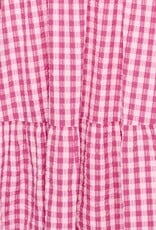 ICHI Felica 100% Cotton Tie Strap Dress in Very Berry Gingham