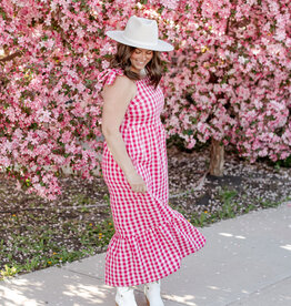 ICHI Felica Cotton Tie Strap Gingham Dress