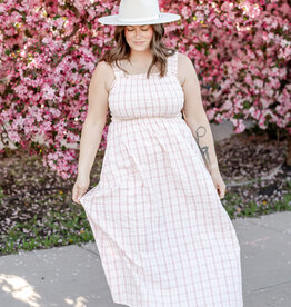 B.Young Genya Cotton Dress in Pink Check