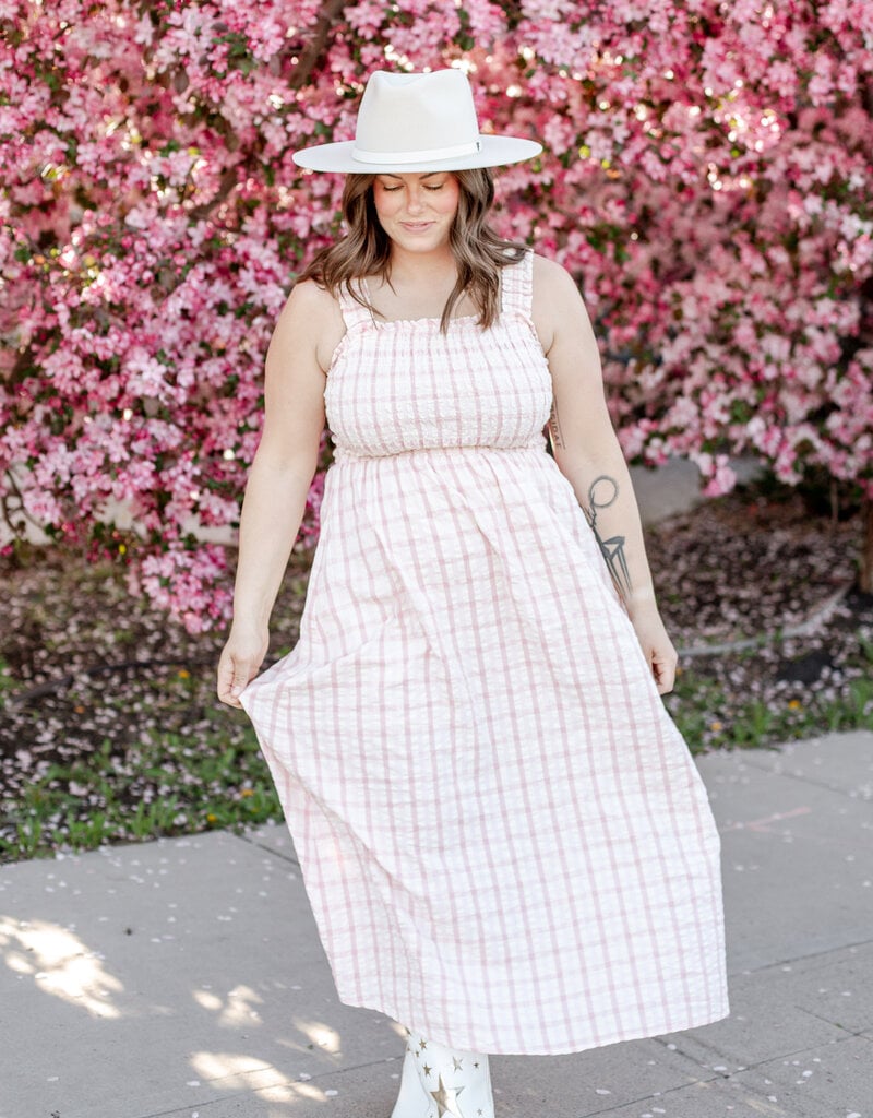 B.Young Genya 100% Cotton Dress in Pink Check