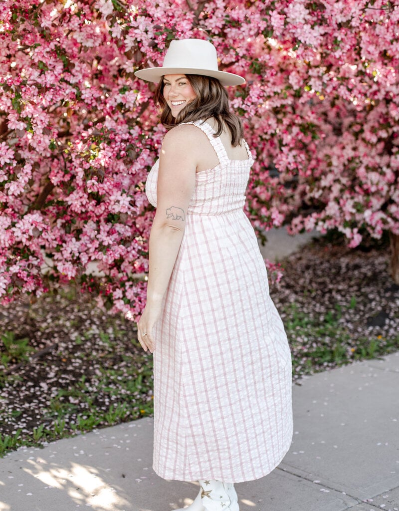 B.Young Genya 100% Cotton Dress in Pink Check