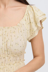 B.Young Heloise Convertible Shoulder Dress in Yellow Floral